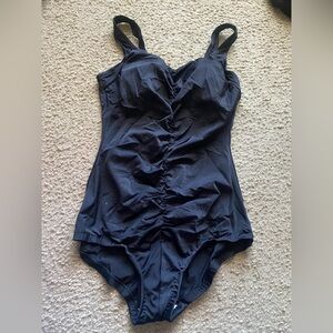 One Piece Rushed Black Swimsuit Size XL